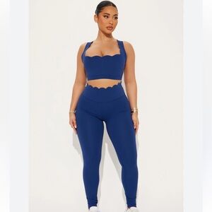 Fashion Nova Blue Scalloped Edge Leggings Set